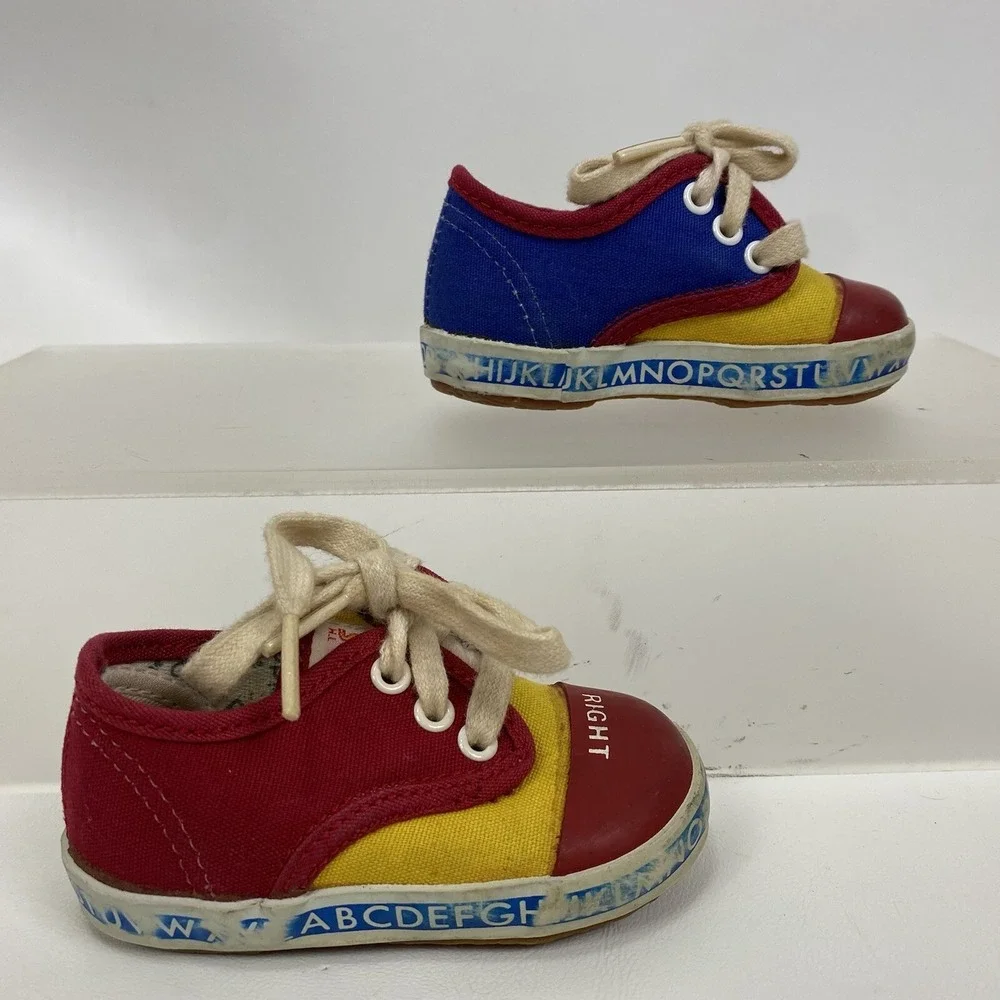Vintage Stride Rite Zips Infant shoes Alphabet Left‎ Right FOR DISPLAY ONLY